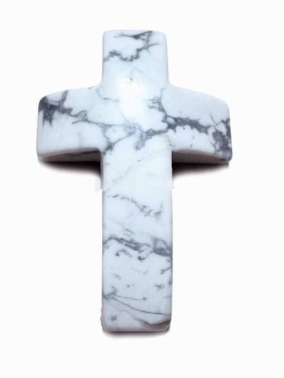 Magnesit Kreuz Passionskreuz gewölbt Edelstein Ketten Anhänger